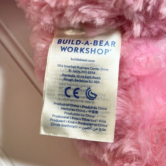 2014 Build A Bear Pink Cuddles Teddy Bear Swirly Curly Pink Hair 17" Plush-EUC! - Picture 3 of 5
